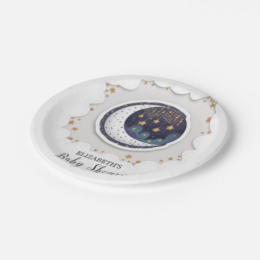 Starry Kids Stars Kinderdusche Pappteller (Schrägansicht)