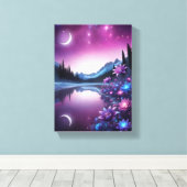Starry Lake Flower Dream Night View Leinwanddruck (Insitu (Holzboden))