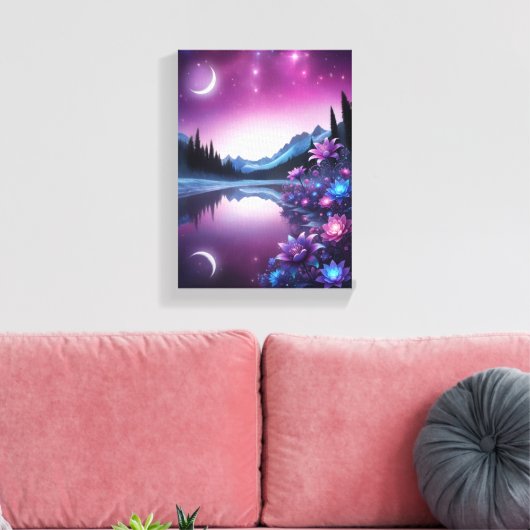 Starry Lake Flower Dream Night View Leinwanddruck (Insitu (Wohnzimmer))