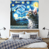 Starry Laperm Cat Portrait - Portrait für Haustier Leinwanddruck (Insitu (Schlafzimmer))