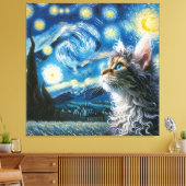 Starry Laperm Cat Portrait - Portrait für Haustier Leinwanddruck (Insitu (Wohnzimmer))