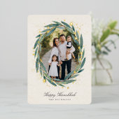 Starry Laurel | Hanukkah-Foto Folien Feiertagskarte (Stehend vorne)