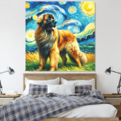 Starry Leonberger Dog Portrait - Haustier Portrait Leinwanddruck (Insitu (Schlafzimmer))