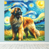 Starry Leonberger Dog Portrait - Haustier Portrait Leinwanddruck (Insitu (Holzboden))