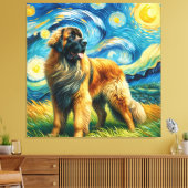 Starry Leonberger Dog Portrait - Haustier Portrait Leinwanddruck (Insitu (Wohnzimmer))