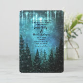 Starry Lights Rustic Pine Trees Country Wedding Einladung (Stehend Vorderseite)