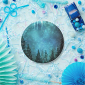 Starry Lights Rustic Pine Trees Country Wedding Pappteller (Party)