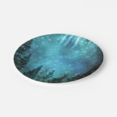 Starry Lights Rustic Pine Trees Country Wedding Pappteller (Schrägansicht)