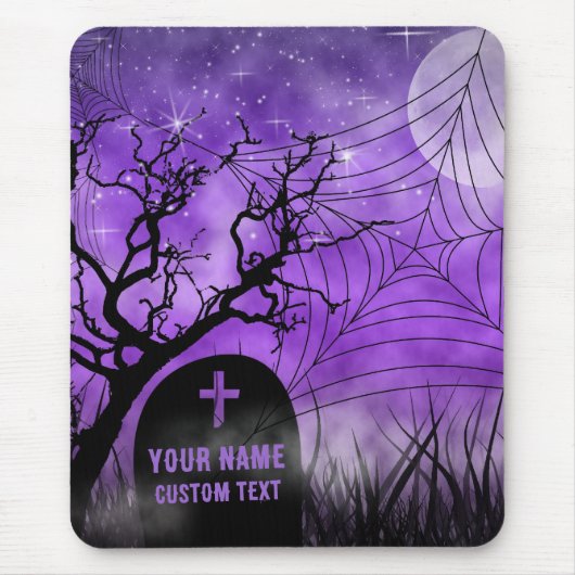 Starry Lila Goth Graveyard Full Moon Mousepad (Vorne)