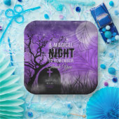 Starry Lila Goth Graveyard Full Moon Pappteller (Party)