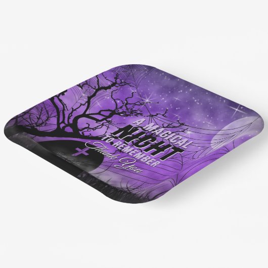 Starry Lila Goth Graveyard Full Moon Pappteller (Gewinkelt)