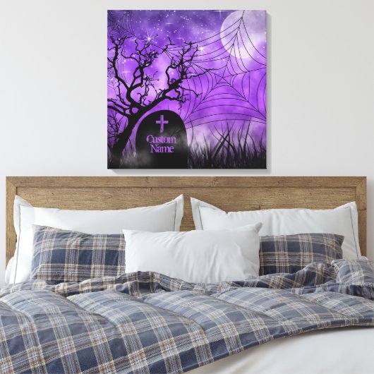 Starry Lila Goth Web Custom Wrapped Canvas Leinwanddruck (Insitu (Schlafzimmer))
