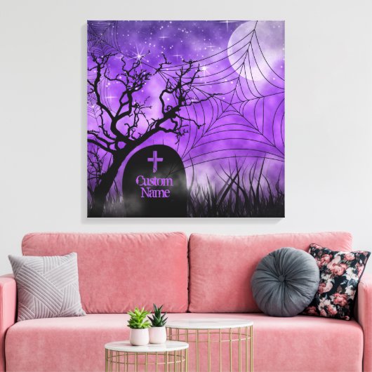 Starry Lila Goth Web Custom Wrapped Canvas Leinwanddruck (Insitu (Wohnzimmer))