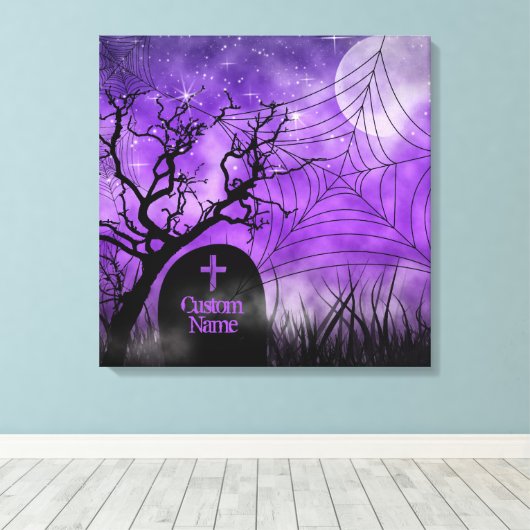 Starry Lila Goth Web Custom Wrapped Canvas Leinwanddruck (Insitu (Holzboden))