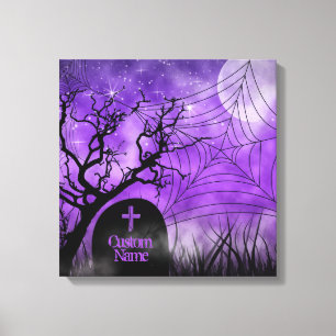 Starry Lila Goth Web Custom Wrapped Canvas Leinwanddruck
