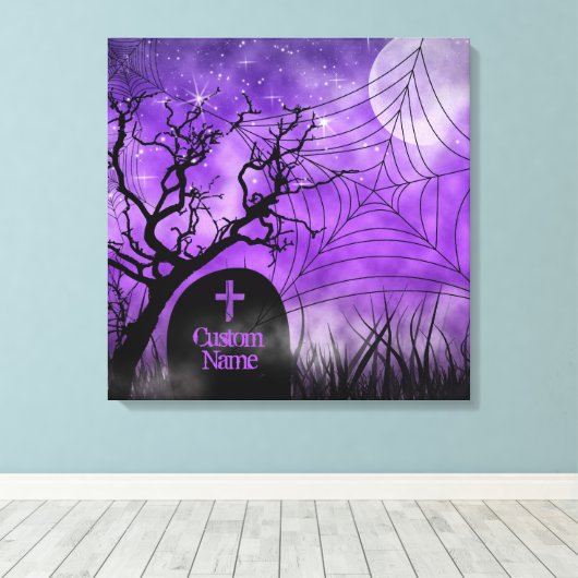 Starry Lila Goth Web Custom Wrapped Canvas Leinwanddruck (Insitu (Holzboden))