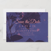 Starry Lila Night Alternative Gothic Floral Save The Date (Vorderseite)