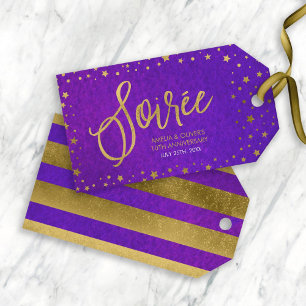 Starry Lila Watercolor Hochzeitstag Geschenkanhänger