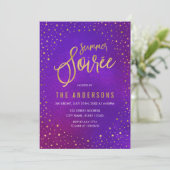 Starry Lila Watercolor Summer Soiree Einladung (Stehend Vorderseite)