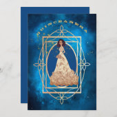 Starry Midnight Blue Quinceañera Einladung (Vorne/Hinten)