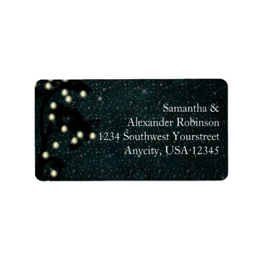 Starry Midnight Lights String Lantern Wedding Adressaufkleber (Vorne)