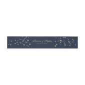 Starry Midnight Sky Navy Blue Wedding Einladungsbanderole (Flach)