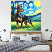 Starry Miniature Pinscher Dog Portrait Leinwanddruck (Insitu (Schlafzimmer))