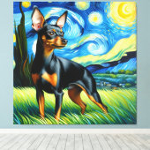 Starry Miniature Pinscher Dog Portrait Leinwanddruck (Insitu (Holzboden))