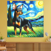 Starry Miniature Pinscher Dog Portrait Leinwanddruck (Insitu (Wohnzimmer))
