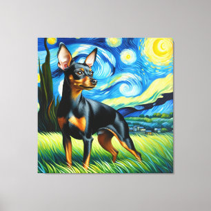 Starry Miniature Pinscher Dog Portrait Leinwanddruck