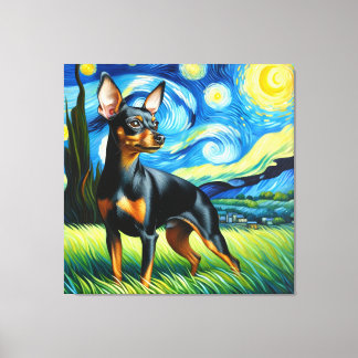 Starry Miniature Pinscher Dog Portrait Leinwanddruck