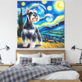 Starry Miniature Schnauzer Dog Portrait Leinwanddruck (Insitu (Schlafzimmer))