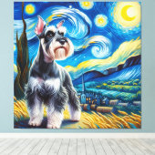 Starry Miniature Schnauzer Dog Portrait Leinwanddruck (Insitu (Holzboden))