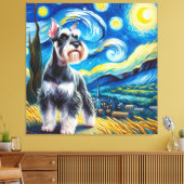 Starry Miniature Schnauzer Dog Portrait Leinwanddruck (Insitu (Wohnzimmer))