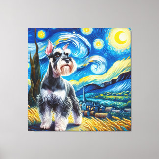 Starry Miniature Schnauzer Dog Portrait Leinwanddruck