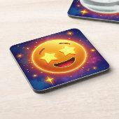 Starry-Mit Augen Emoji Joy Getränkeuntersetzer (Linke Seite)