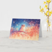 Starry-Mit Augen Eule unter glühenden Blätter Karte (Gelbe Blume)