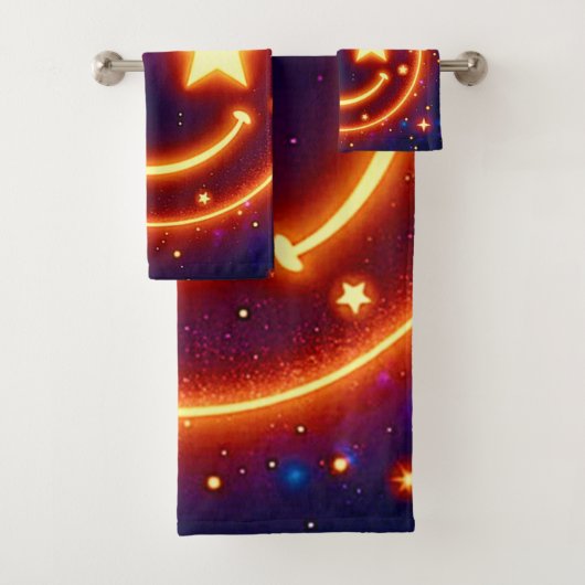 Starry-Mit Augen Glow Emoji Badhandtuch Set (Insitu)