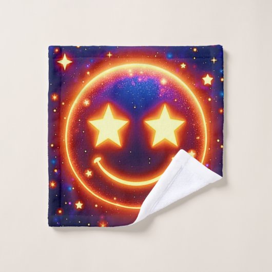 Starry-Mit Augen Glow Emoji Badhandtuch Set (Waschlappen)