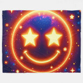 Starry-Mit Augen Glow Emoji Fleecedecke (Vorderseite (Horizontal))
