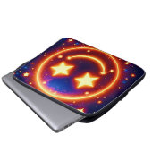 Starry-Mit Augen Glow Emoji Laptopschutzhülle (Vorne Knopf)