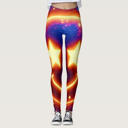 Starry-Mit Augen Glow Emoji Leggings (Vorderseite)