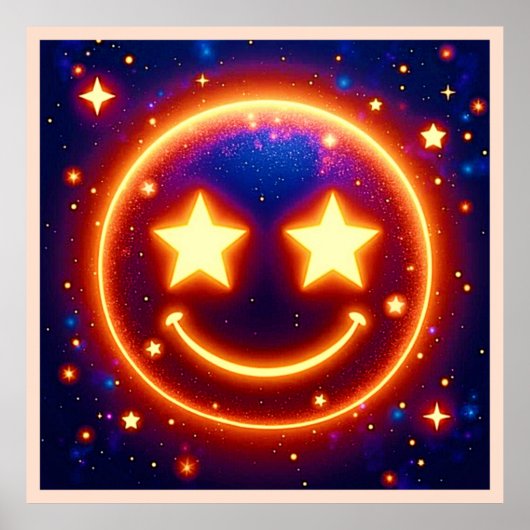 Starry-Mit Augen Glow Emoji Poster (Vorne)