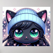 Starry-Mit Augen Kitten: Charming Anime Cat Poster (Vorne)