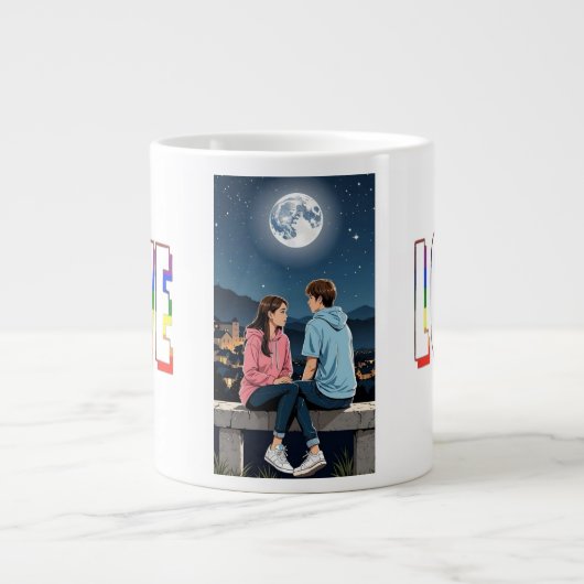 Starry-Mit Augen Romance Jumbo-Tasse (Vorderseite)