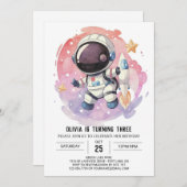 Starry Modern Odyssey Astronaut Geburtstag Einladung (Vorne/Hinten)