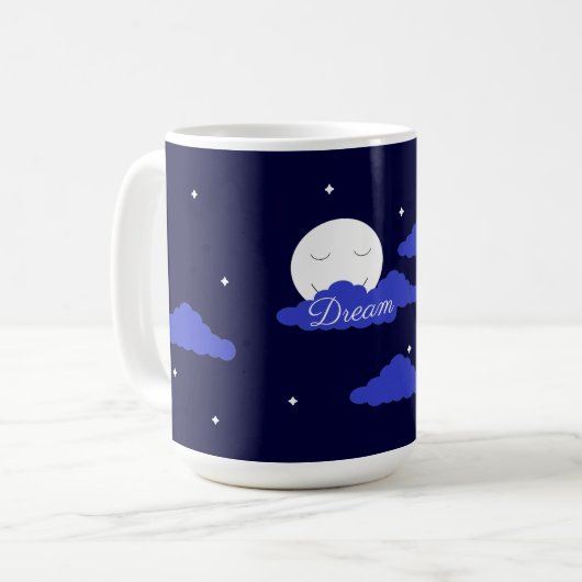 Starry Moon with Clouds: Dark Blue Kaffeetasse (Vorderseite Links)