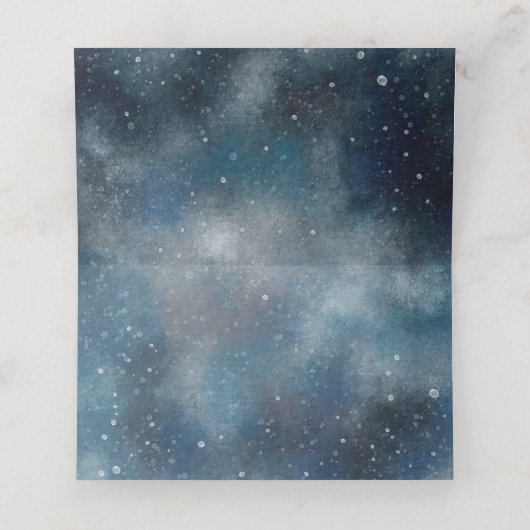 Starry Moonlit Night Monogram Platzkarte (Innenseite Aufgefaltet)