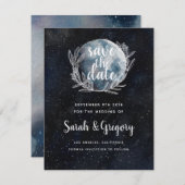 Starry Moonlit Night Monogram Save the Date (Vorne/Hinten)