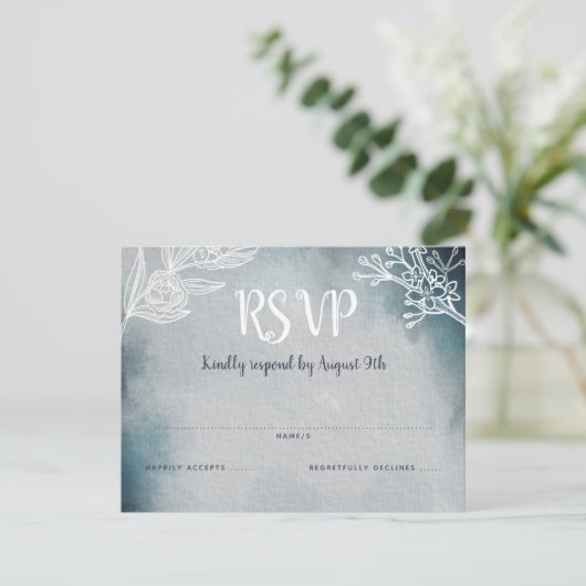 Starry Moonlit Night Monogram Wedding RSVP (Stehend Vorderseite)